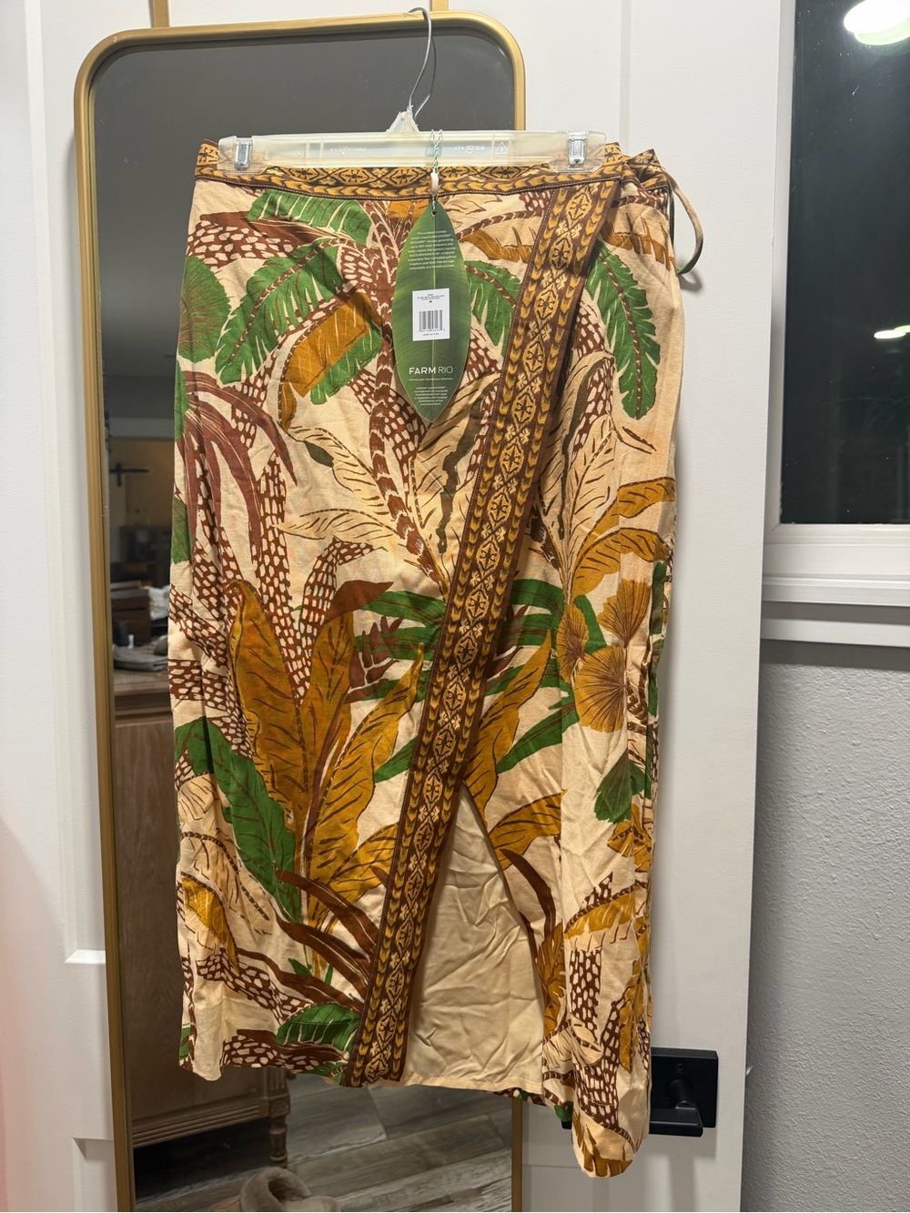 Sand Foliage Sketch Midi Skirt